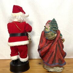 【S263】サンタクロース/人形/2体セット/置物/クリスマスグッズ/インテリア/季節/雑貨/玩具/Xmas/オブジェ/オーナメント飾り/中古の画像