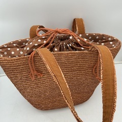 かご編み風 トートバッグ（内布ドット柄付き）の画像