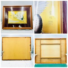 【‼️インテリアに🌟】🕊雲林 作「鶴図」金地 額装絵画✨裏板劣化あり✨簡易清掃・現状品❗️の画像
