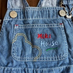 ミキハウス mikihouse デニム オーバーオール ショートオール 100 レトロの画像