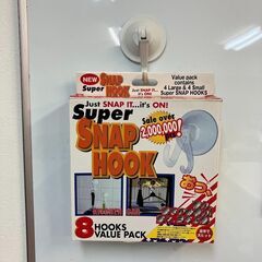 stp-3493　スーパースナップフック　6個入り　フック　粘着　強力　壁　掛け　白　ホワイト　浴室　貼り付け　小物掛け　キッチン　収納の画像