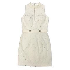 【ROBE de FLEURS Glossy / ローブドフルールグロッシー】フロントジッパー×ビジューリブノースリーブミニキャバドレス GL3554の画像