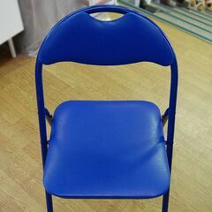 ①パイプ椅子 幅44×奥行47×高さ79cm ブルー 折りたたみチェア いす イス 札幌市 清田区 平岡の画像