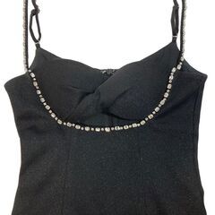 【ROBE de FLEURS Glossy / ローブドフルールグロッシー】ラメリブニットタイトストレッチキャミミニキャバドレス GL3571の画像