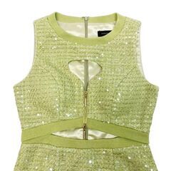 【ROBE de FLEURS Glossy / ローブドフルールグロッシー】ダブルジップスパンコールツイードタイトミニキャバドレス GL3713の画像