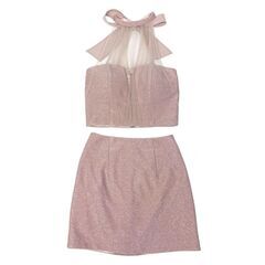 【ROBE de FLEURS Glossy / ローブドフルールグロッシー】ホルターネックxラメニットセットアップキャバドレス GL2897の画像
