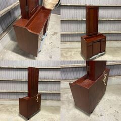 K31 ドレッサー 鏡台 3面鏡 スツール付 コンセント付 久保田木工 ミラー 鏡 観音開き 木製 収納付き 椅子 家具 昭和 平成 レトロ クラシック デザイン の画像