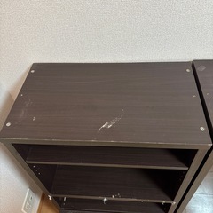 ブラウン木目調／ガラス戸付きカラーボックス棚収納2個セットの画像