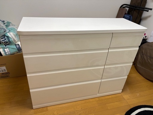 サン製 木製チェスト 幅120cm ホワイト 6段 引き出したっぷり収納