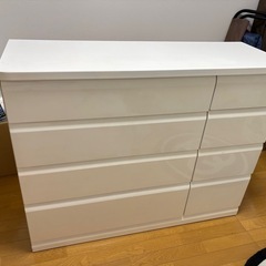 サン製 木製チェスト 幅120cm ホワイト 6段 引き出したっ...