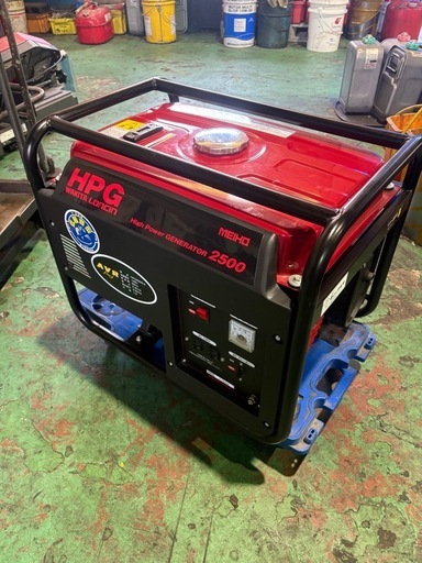 【実働整備済】デモのみ使用　ワキタ　MEIHOエンジン発電機　HPG2500