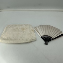 フォーマル　帯・帯紐・扇子セット（白・金）の画像