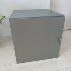 扉付き収納BOXグレー 40×40×40+蓋 の画像