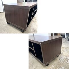 テレビボード キャスター付き 幅89×奥行35×高さ33cm ダークブラウン こげ茶 TV台 TVボード ローボード☆札幌市 白石店 の画像