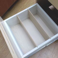 袖机 2段 高さ48㎝ 幅41㎝ 引出し2杯 木製 キャスター付き カギ欠品 ナチュラル デスクワゴン 西岡店の画像