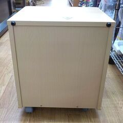 袖机 2段 高さ48㎝ 幅41㎝ 引出し2杯 木製 キャスター付き カギ欠品 ナチュラル デスクワゴン 西岡店の画像