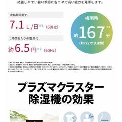SHARP 衣類乾燥機除湿機 (木造9畳/鉄筋18畳)の画像