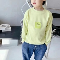 キッズ 長袖Tシャツ ロンT スマイル グリーン 100の画像