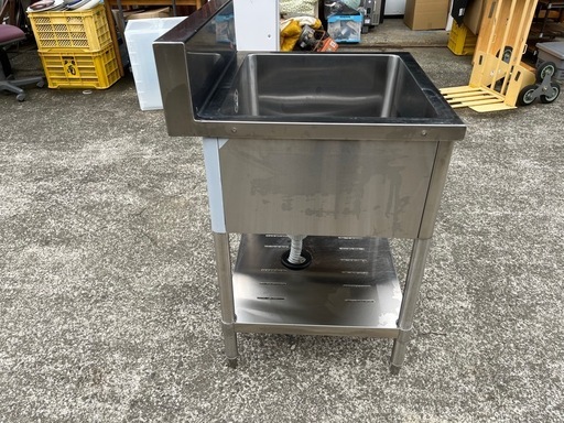 ★高さ調整可能 現状品★TANICO タニコー 業務用 1槽 シンク 流し台 バックガード付き 60x60x79(BG含94)cm★厨房 店舗用品★