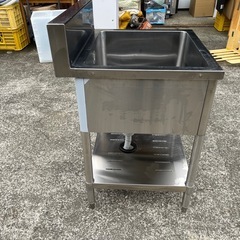 ★高さ調整可能 現状品★TANICO タニコー 業務用 1槽 シンク 流し台 バックガード付き 60x60x79(BG含94)cm★厨房 店舗用品★の画像