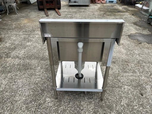 ★高さ調整可能 現状品★TANICO タニコー 業務用 1槽 シンク 流し台 バックガード付き 60x60x79(BG含94)cm★厨房 店舗用品★