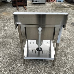 ★高さ調整可能 現状品★TANICO タニコー 業務用 1槽 シンク 流し台 バックガード付き 60x60x79(BG含94)cm★厨房 店舗用品★の画像