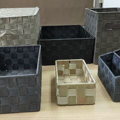 △ 収納バスケット 収納かご 6個おまとめ かごの高さ7.3cm～24.5cm 汚れ、生地の千切れあり 現状渡しの画像