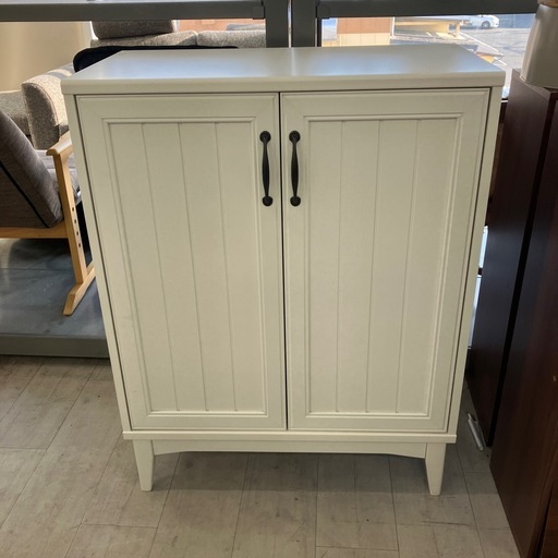 シューズボックス2枚扉ホワイト【トレファク堺福田店】