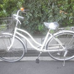 整備済み中古自転車　27インチ　税別￥10.800-　軽快車　LEDオートライト　ホワイト1027の画像