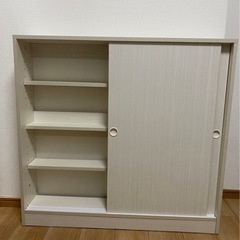 カウンター下収納 引き戸棚 幅90cm 高さ85cm スリムラックの画像