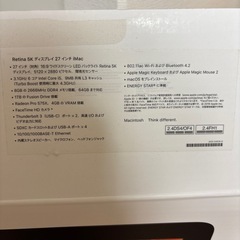 iMac 27インチ（2019）Retina 5K／Core i5／8GB／Radeon Pro 575X／macOS Sequoiaの画像