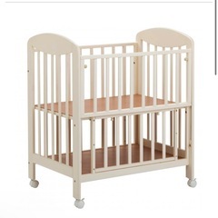 KATOJI キャスター付き　ベビーベッド（60x90)ホワイトの画像