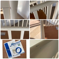 KATOJI キャスター付き　ベビーベッド（60x90)ホワイトの画像