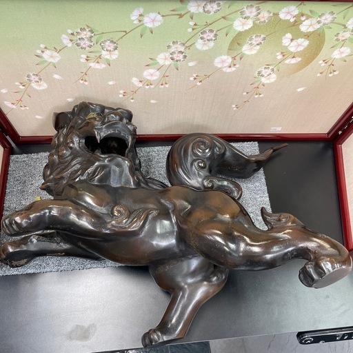 玉獅子 唐獅子/金属/狛犬 置物 縁起物