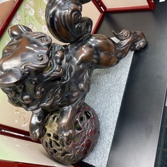 玉獅子 唐獅子/金属/狛犬 置物 縁起物の画像