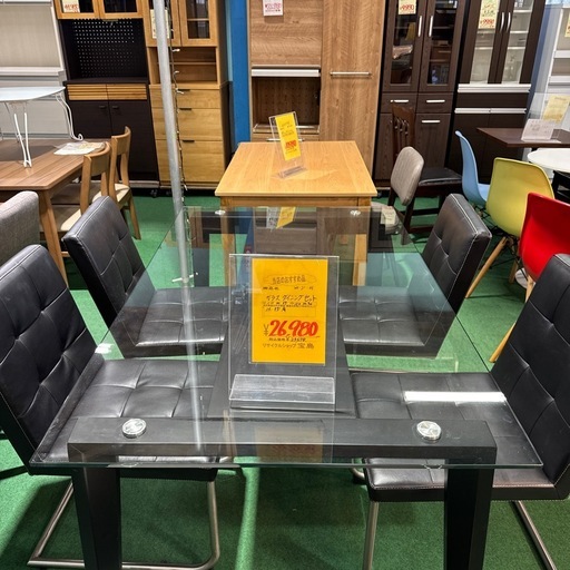 ガラスダイニング5点セット