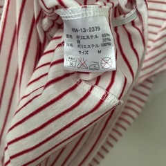 袖レースフリル　赤ボーダー　半袖トップス Mの画像