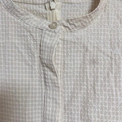 【おまとめ割可】KASTANE ベージュ ギンガムチェック 長袖ワンピースの画像
