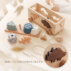 木製パズル 型はめ スタッキング 形合わせ はめ込み 玩具 モンテソッリーの画像