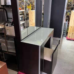IDC大塚家具 三面鏡 ドレッサー 鏡台 Piatto ピアット W950 D370 H1370 2分割可能 松永家具 高級家具 中古品 ④の画像