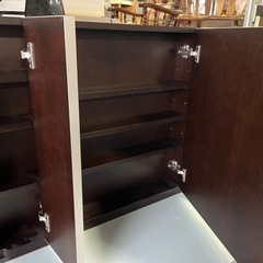 IDC大塚家具 三面鏡 ドレッサー 鏡台 Piatto ピアット W950 D370 H1370 2分割可能 松永家具 高級家具 中古品 ④の画像