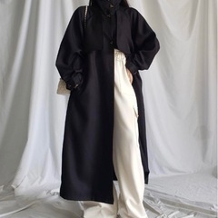 【2WAY】オーバーサイズ　スタンドカラーロングトレンチコート 新品タグ付きの画像