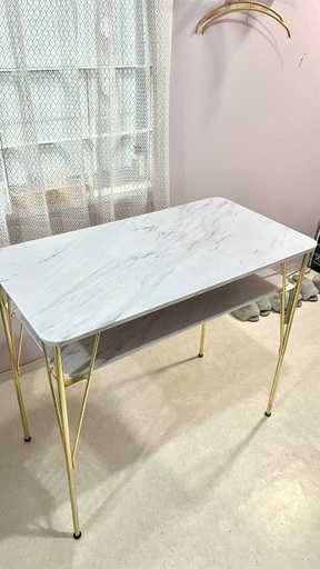 【値下げしました！美品】ネイルテーブル　マーブル柄　パソコンデスク　サイドテーブル