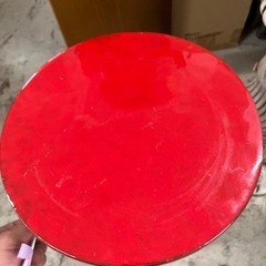 ロ2510-644 情熱の紅いガラスチェア　ビンテージ　キズ汚れ有りの画像
