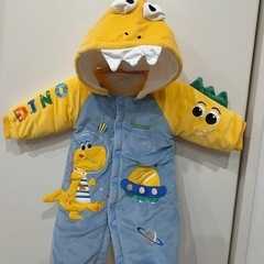 防寒具 ジャンプスーツ ロンパースウィンターガール フード付きロンパース - サイズ60cm フードは取り外し可能です。の画像