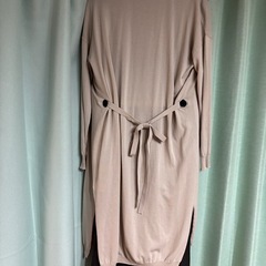 ABAHOUSE ecruベージュロングカーディガンウエスト紐付き☆の画像