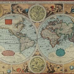 【世界地図（１６２６年）】 Ａ ＮＥＷ ＡＮＤ ＡＣＣＶＲＡＴ ＭＡＰ ＯＦ ＴＨＥ ＷＯＲＬＤ　ジョンスピード作（１６２７年） ６３×５０センチ 　新古未使用品（新品同様） ※常温保存可の画像