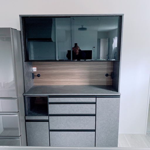 【美品】松田家具 高級食器棚 石目デザイン 日本製 ガバーナ140cm