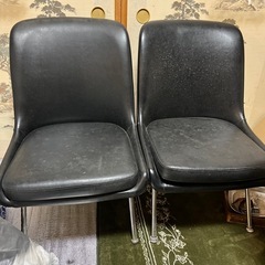 シングルソファー　イス　2脚セット　PUレザー　ブラック　ヴィンテージの画像