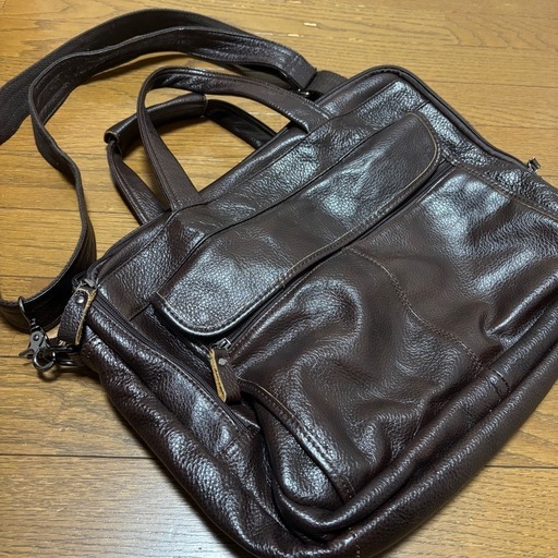 ダークブラウン レザー ビジネスバッグ